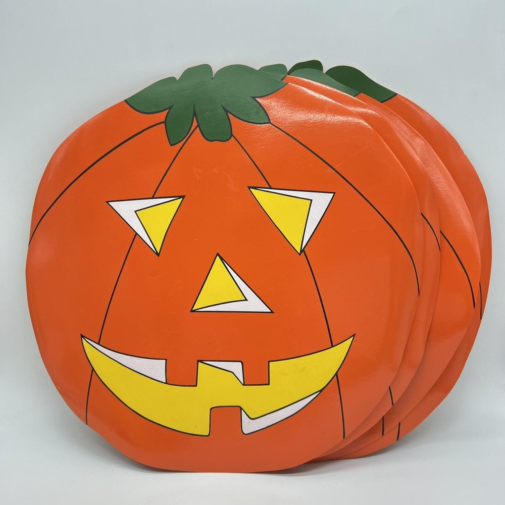 Halloween Jack O Lantern Table Placemats Set Of 4 Vintage Scary Spooky Decor